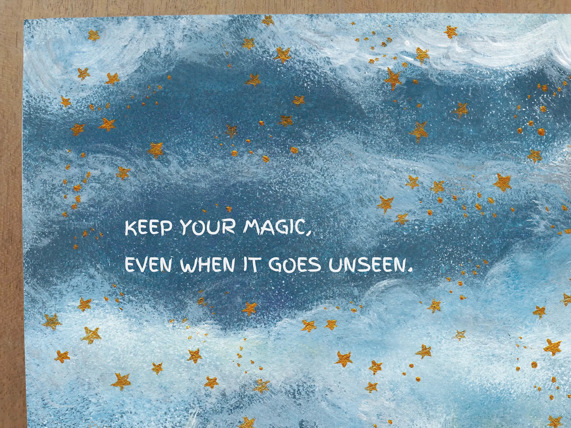 Frase inspiradora em ilustração infantil pintada à mão